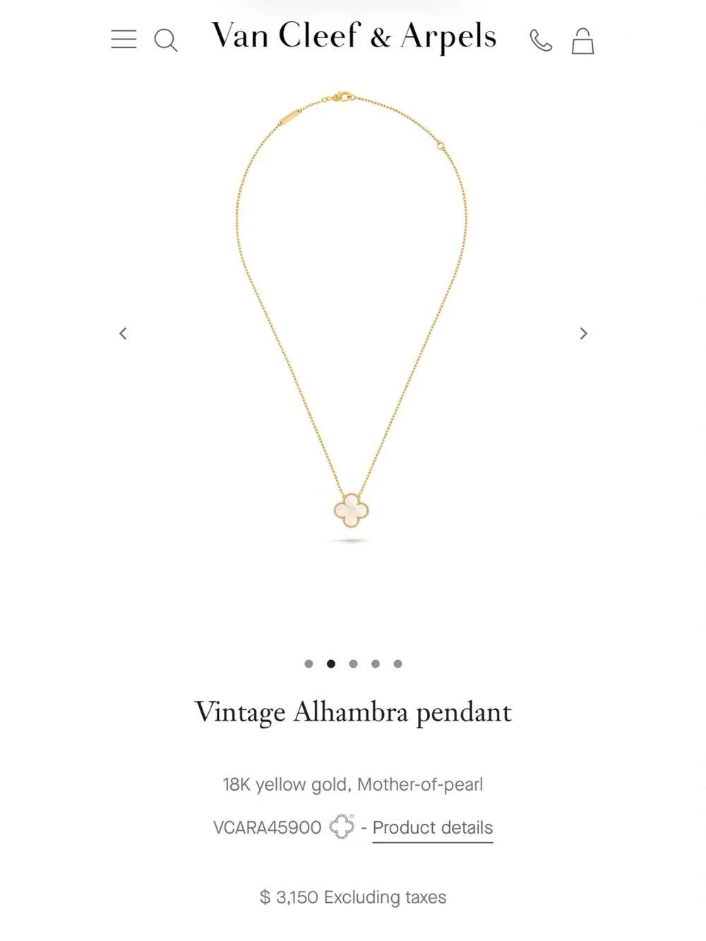 Van Cleef & Arpels Women's Mother of Pearl Alhambra Pendant Necklace Extended - Picture 9 of 9